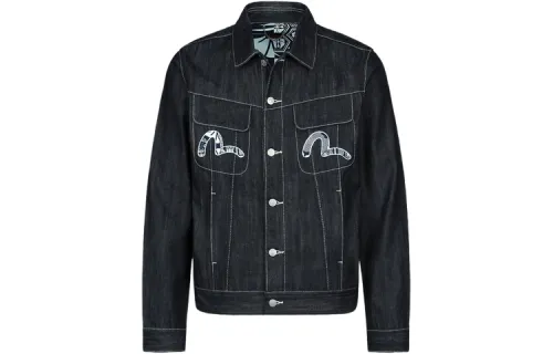 EVISU Denim Jackets Men's Denim Blue Lapel Moderate Other