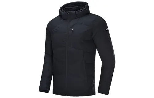Li Ning Down Jackets Men's New Standard Black Hooded Moderate