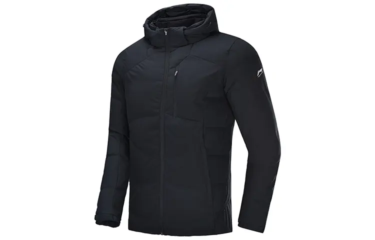 Li Ning Down Jackets Men's New Standard Black Hooded Moderate