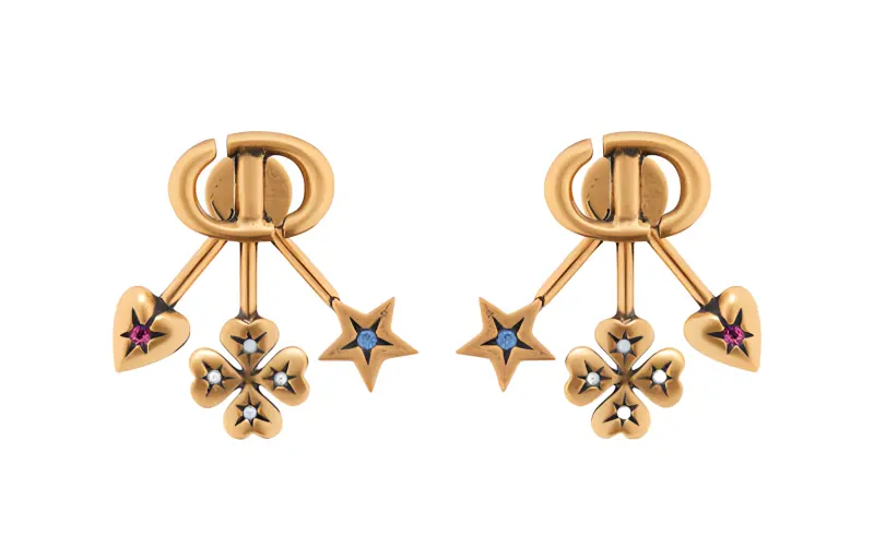 DIOR Metal Stud Earrings Women's Gold