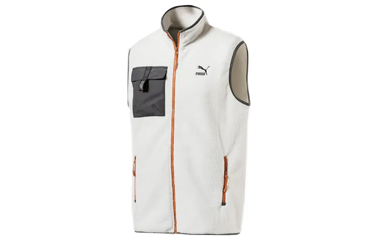 PUMA Xtg Trail Vests Men's Ecru Stand Collar Moderate Other