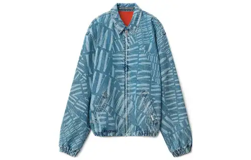 Alexander wang SS22 logo decorated golf date wear denim jacket same style for men and women blue