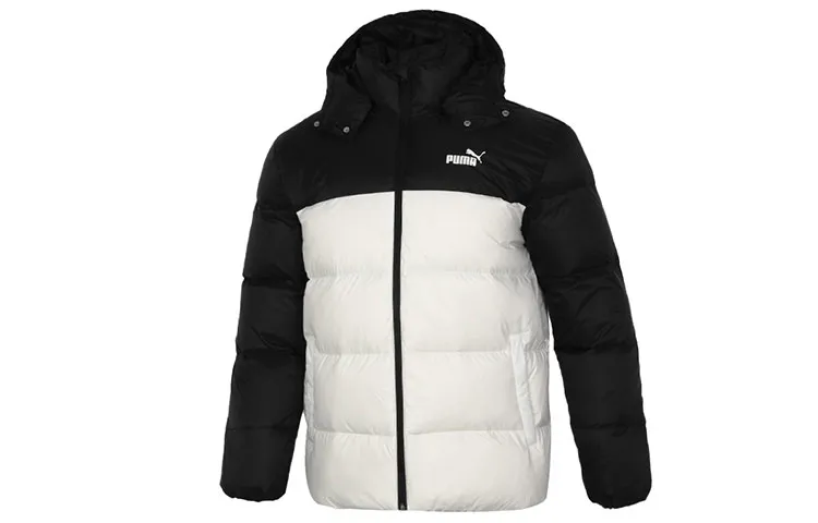 PUMA Down Jackets Men's White Hooded Moderate Straight Fit