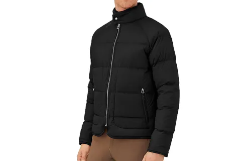 HERMES Down Jackets Men's Black Stand Collar Moderate Other