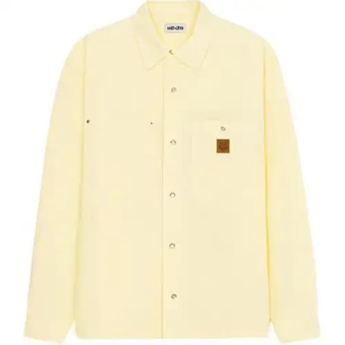 KENZO Denim Jackets Men's Yellow Lapel Moderate Straight Fit