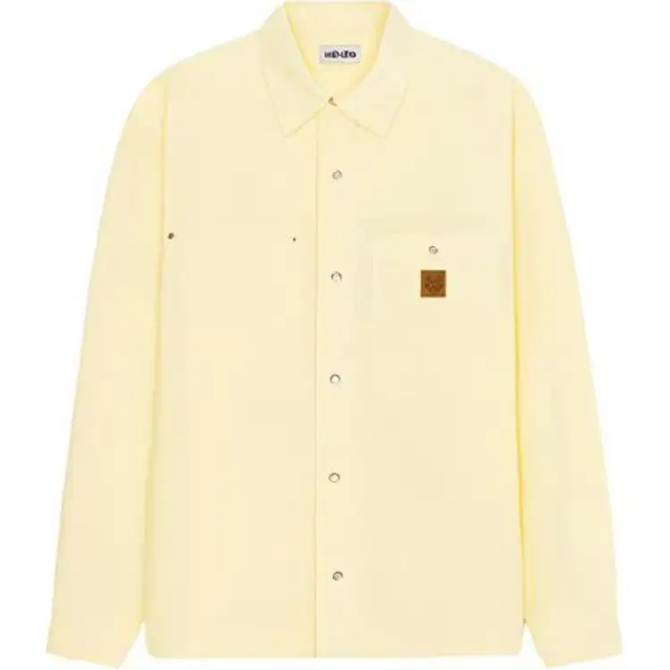 KENZO Denim Jackets Men's Yellow Lapel Moderate Straight Fit