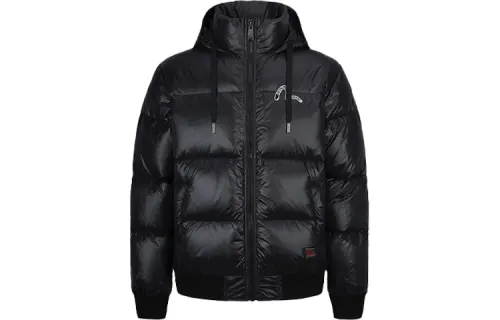 EVISU Down Jackets Men's Black Hooded Moderate Other