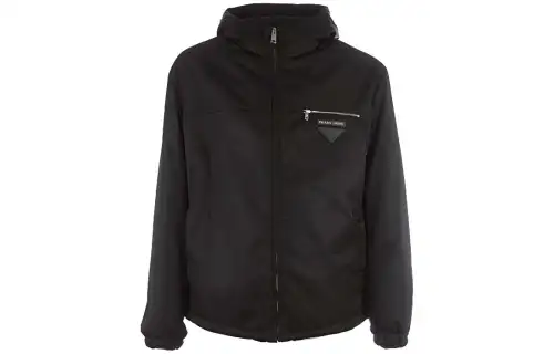 PRADA Jackets Men's Black Hooded Moderate Other
