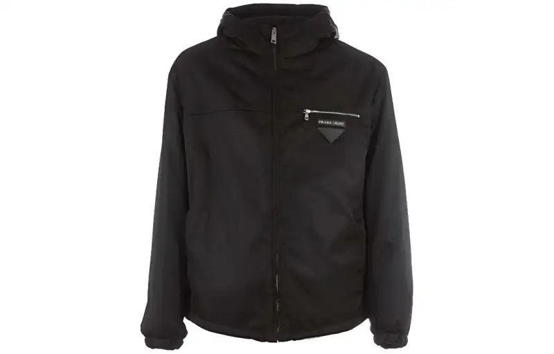 PRADA Jackets Men's Black Hooded Moderate Other