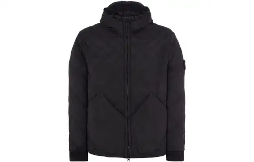 STONE ISLAND Jackets Men's Black Hooded Non Detachable Moderate Other
