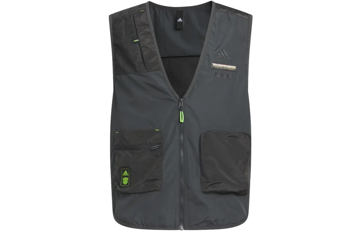 Adidas Vests Men's Carbon Black V-neck Moderate Workwear
