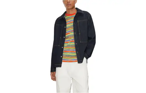 KENZO Denim Jackets Men's Dark Blue Lapel Moderate Straight Fit