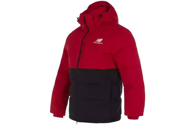 New Balance Down Jackets Men's Red Hooded Moderate Straight Fit