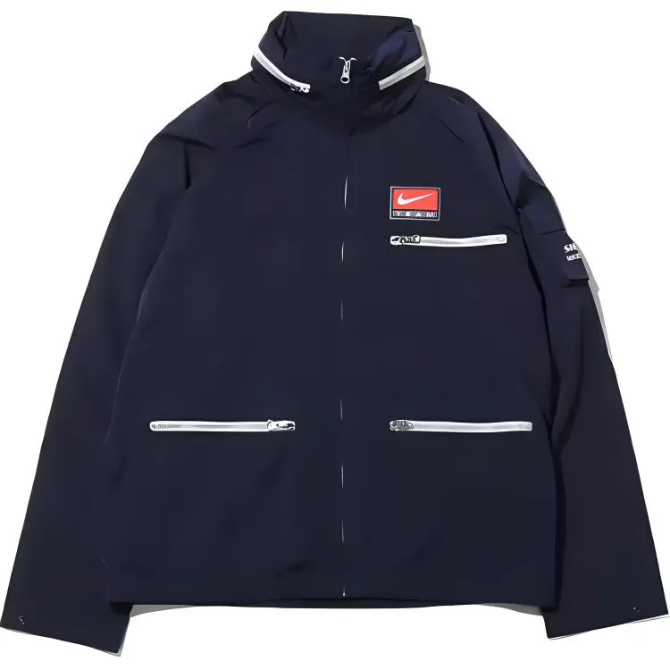 Nike Jackets Men's Blue Stand Collar Moderate Straight Fit