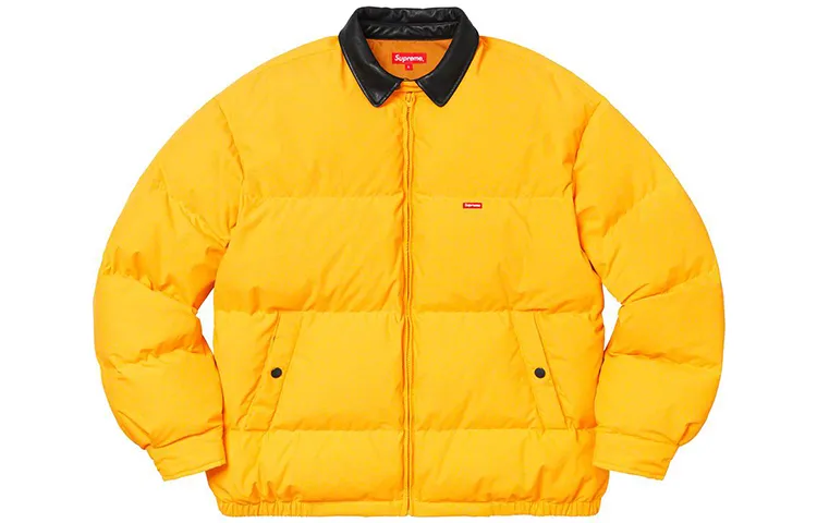 Supreme Leather Collar Puffy Jacket