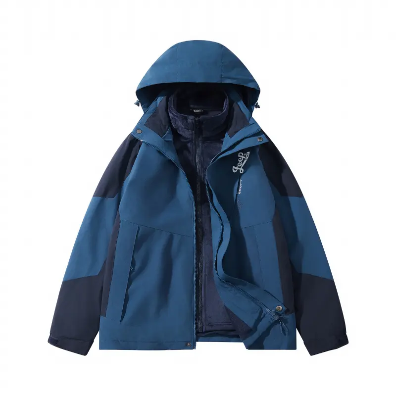 JEEP SPIRIT Removable windproof velvet liner for hiking, travel set, waterproof jacket for men and women, three-in-one