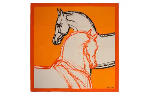 HERMES Knit Scarves Women's Orange