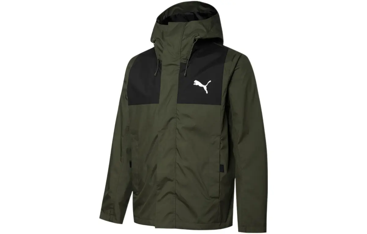 PUMA Outdoor Hiking Windproof Abrasion Resistant Thermal Windbreaker Jacket Men's Green