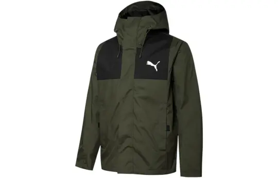 PUMA Outdoor Hiking Windproof Abrasion Resistant Thermal Windbreaker Jacket Men's Green