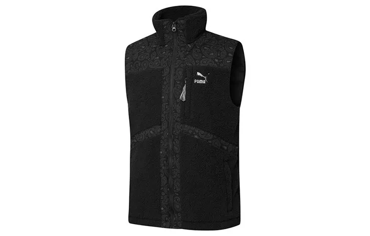 PUMA Vests Men's Black Stand Collar Moderate Other