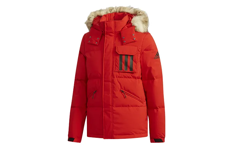 Adidas Down Jackets Men's Light Scarlet Stand Collar Moderate Other