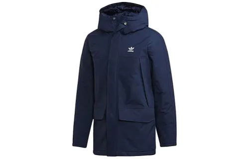Adidas Originals Puffer Jackets Men's College Navy Hooded Moderate Parka Puffer Jacket