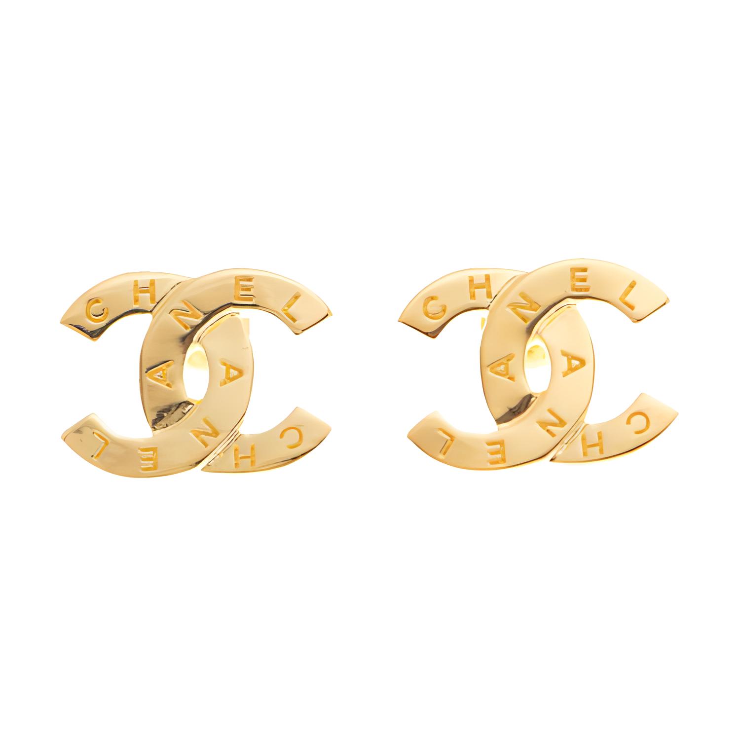 CHANEL Metal Stud Earrings Women's Gold