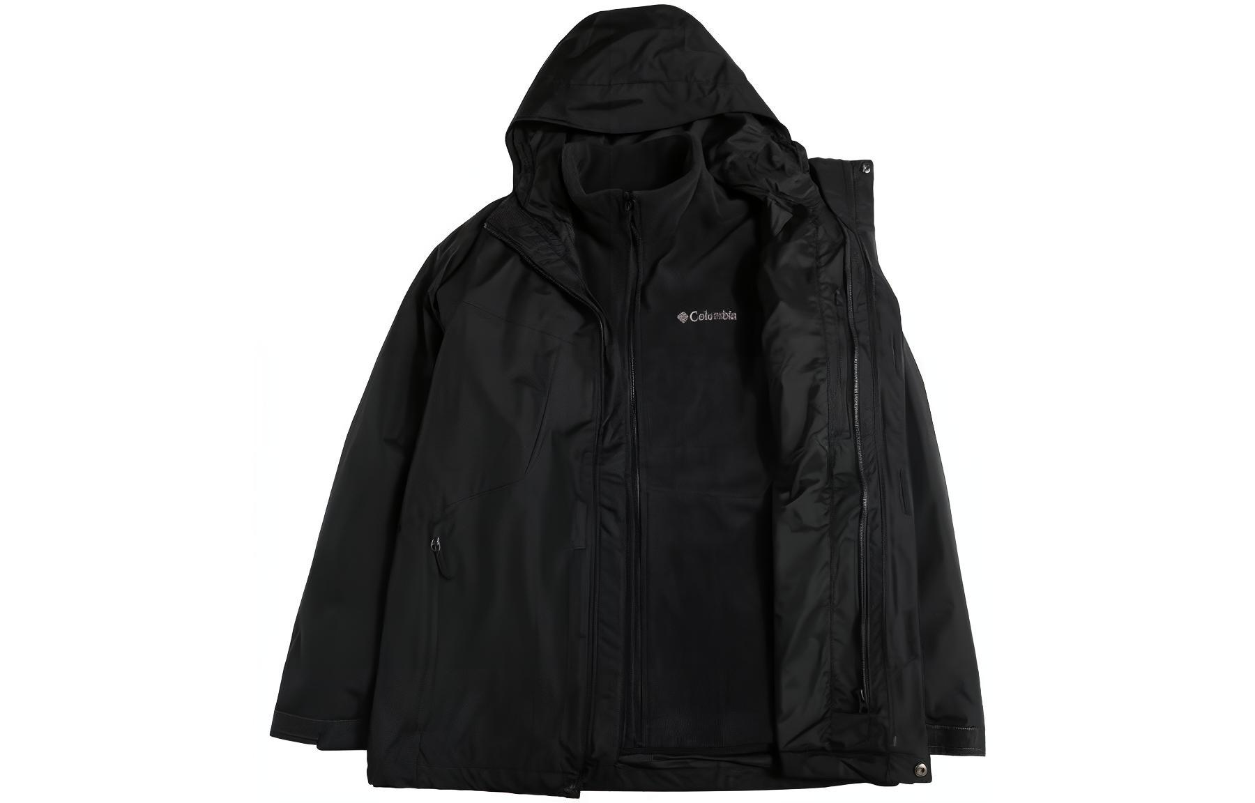 Columbia Columbia, sports velvet autumn travel waterproof windproof black jacket for leisure with hood, three-in-one