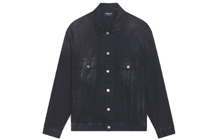 Balenciaga Paris Oversized Denim Jacket 'Black'