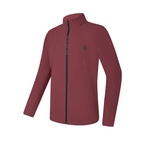 FILA Knitted Fabric Long Sleeved Coat Men's Rusty Red