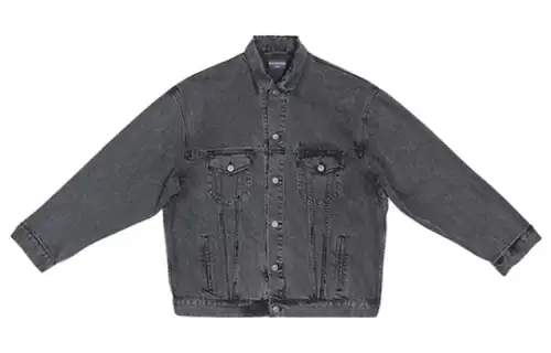 Balenciaga Denim Jackets Men's Dark Gray Lapel Moderate Straight Fit