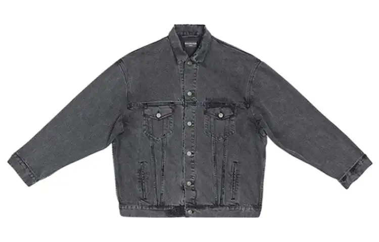 Balenciaga Denim Jackets Men's Dark Gray Lapel Moderate Straight Fit
