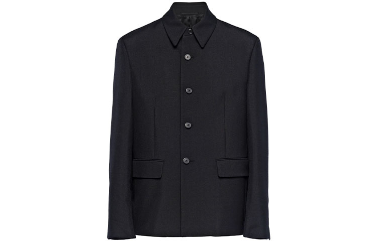 PRADA Business Suits Men's Black Asymmetrical Collar Moderate
