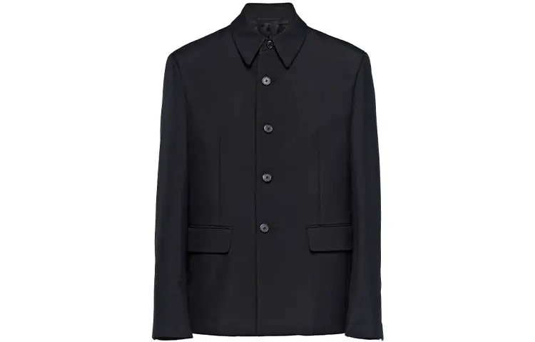 PRADA Business Suits Men's Black Asymmetrical Collar Moderate