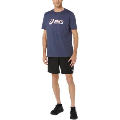 ASICS T Shirts Men's Blue Crew Neck Moderate