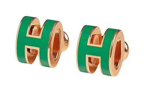 HERMES POP H Stud Earrings Unisex Rose Gold