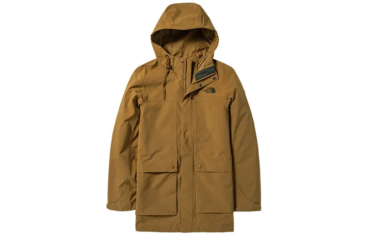 THE NORTH FACE Windbreaker Jackets Men's Brown Hooded Moderate Double-Layer