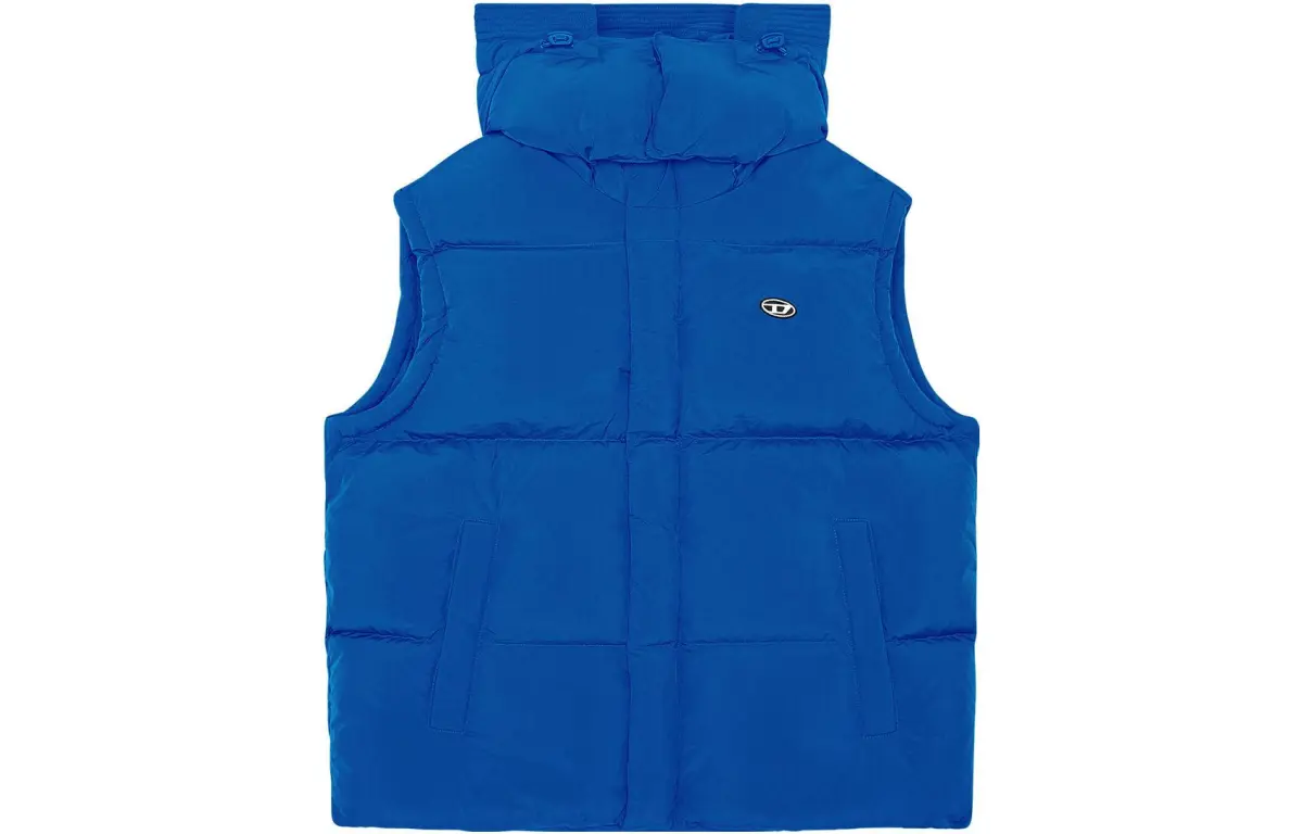 DIESEL Vests Men's Blue Detachable Hood Moderate Denim