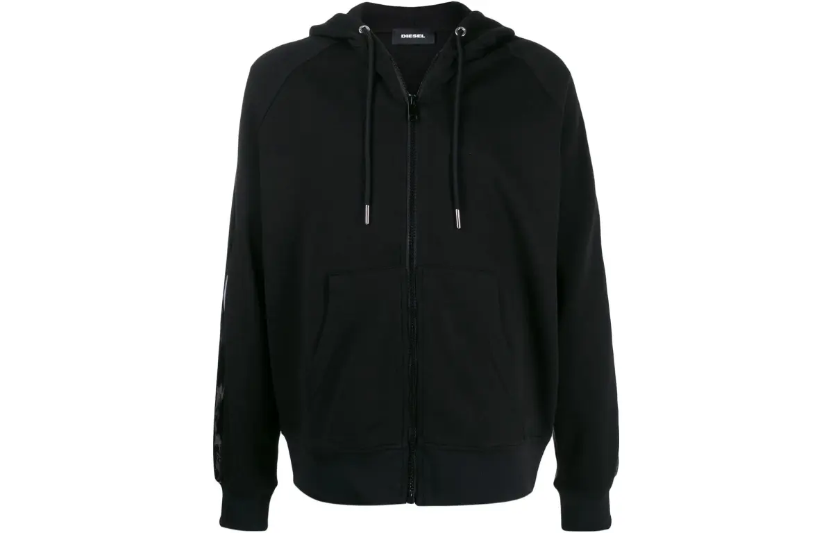 DIESEL Jackets Men's Black Hooded (Non-detachable) Moderate Straight Fit