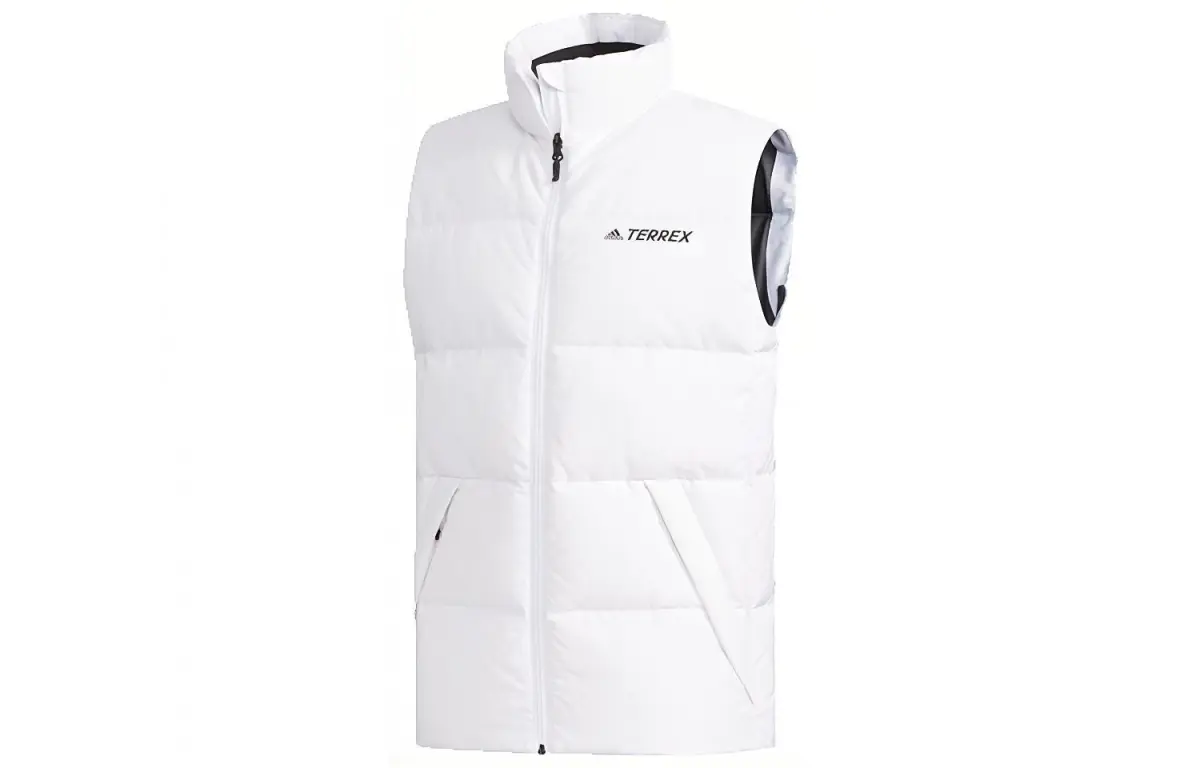 Adidas Down Vests Men's White Stand Collar Moderate Other