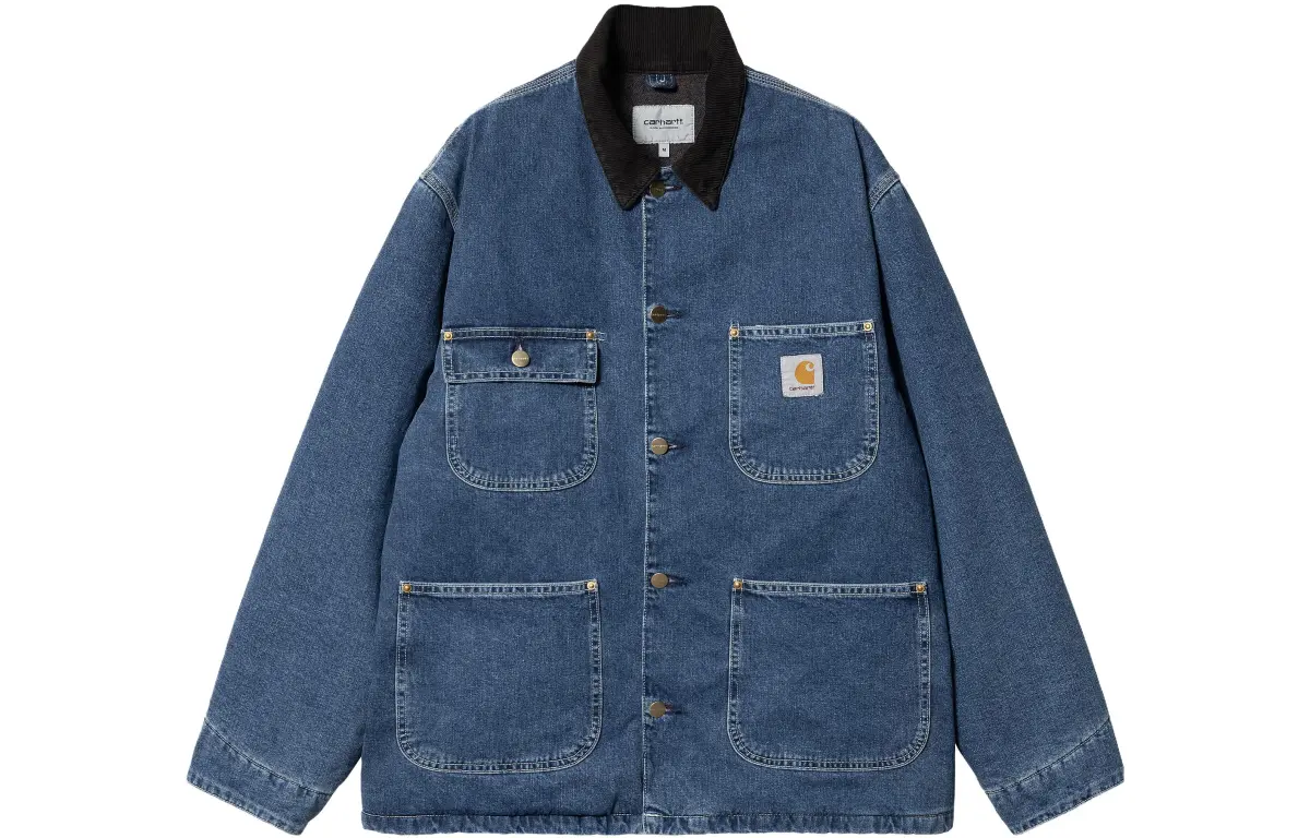 Carhartt WIP FW23 Denim Jackets Men's Stonewashed Blue Lapel Moderate Straight Fit