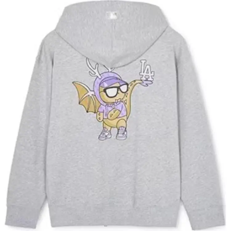 MLB Los Angeles Dodgers Jackets Unisex Heather Gray Hooded (Non-detachable) Moderate
