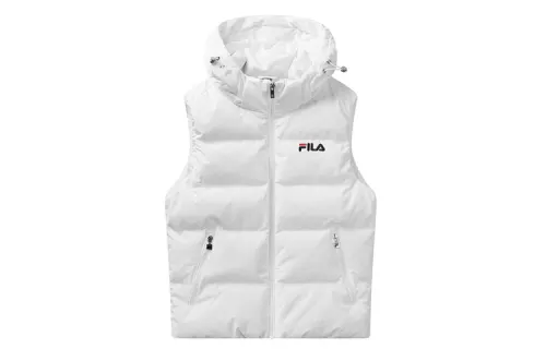 FILA Down Vests Men's White Hooded Moderate Other