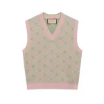 GUCCI Men Wool Cotton Jacquard Knit Vest Pink