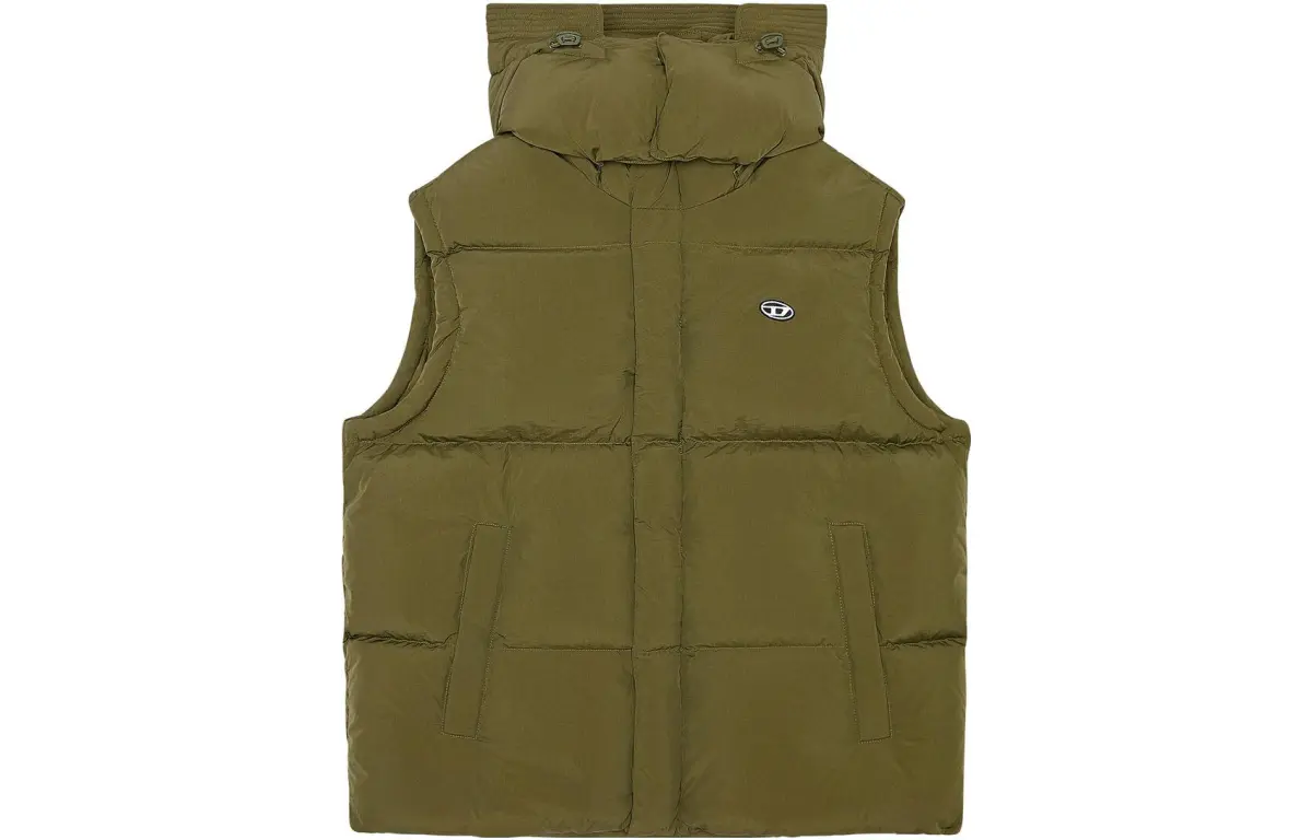 DIESEL Vests Men's Olive Green Detachable Hood Moderate Other