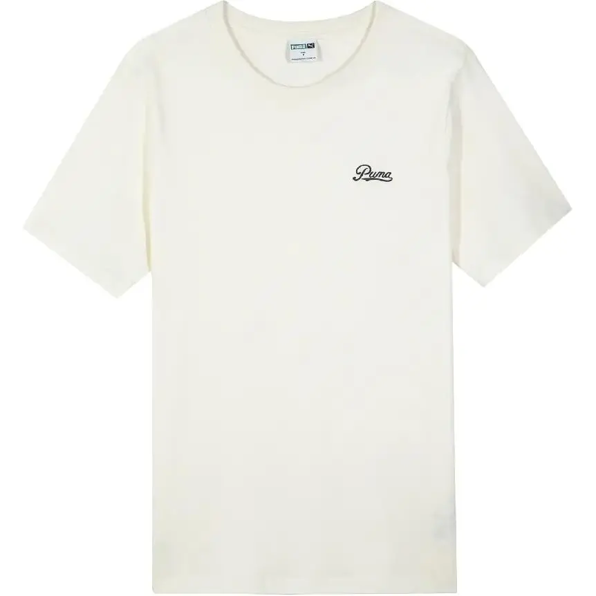 PUMA T-Shirts Men's White Crew Neck Moderate Straight Fit