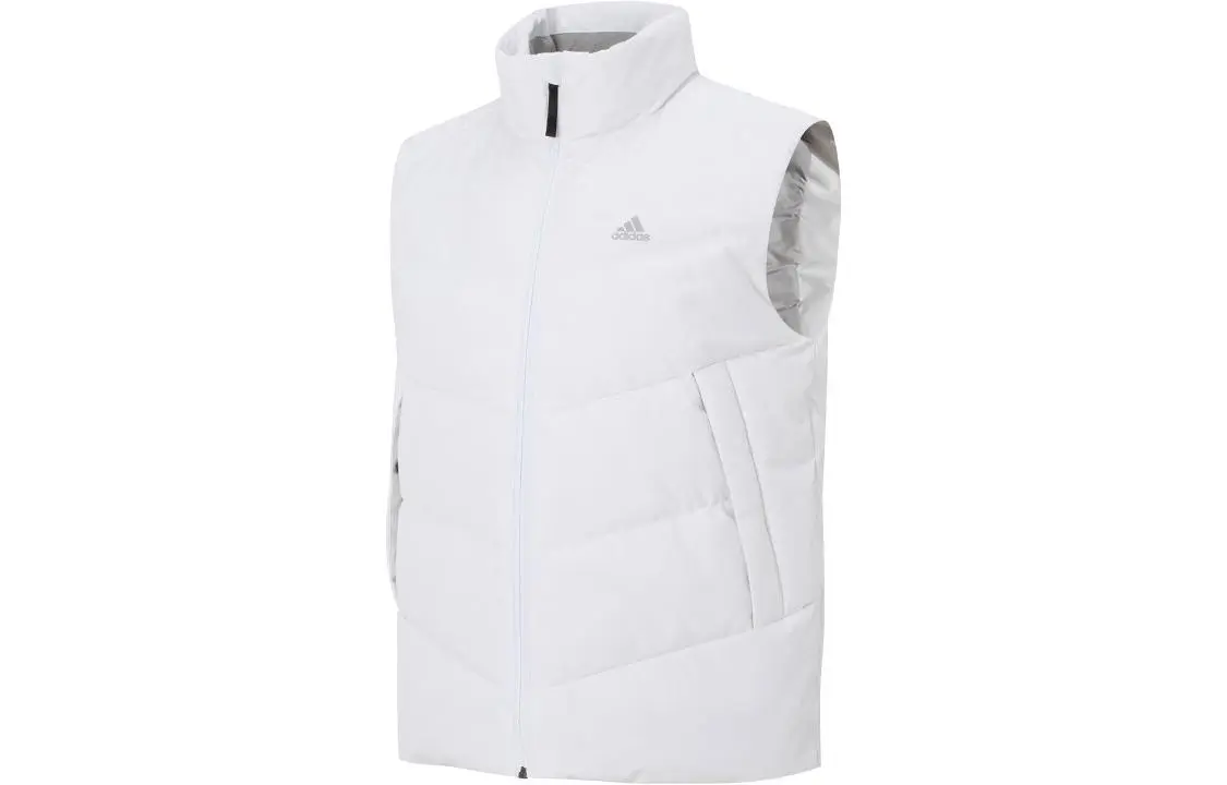 Adidas Down Vests Men's White Stand Collar Moderate Other