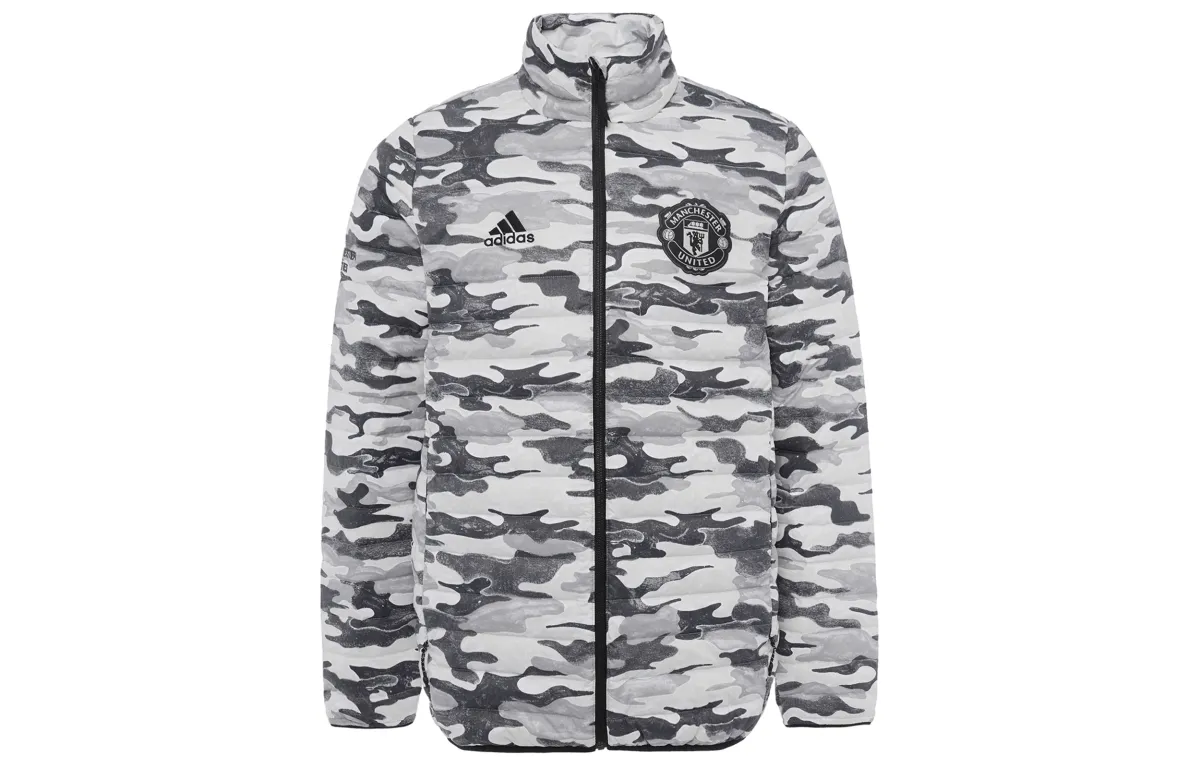 Adidas MUFC Down Jackets Men's Black Stand Collar Moderate Straight Fit