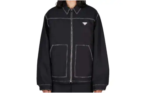PRADA Jackets Men's Black Lapel Moderate Other