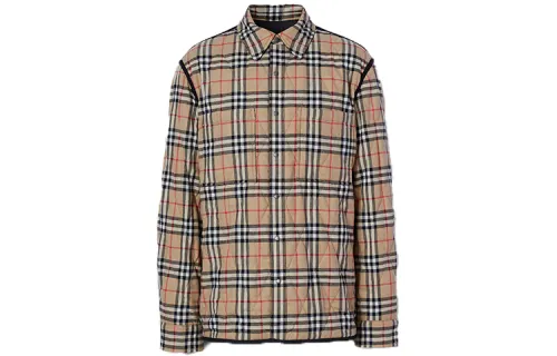 Burberry Puffer Jackets Men's Brown Lapel Moderate Reversible